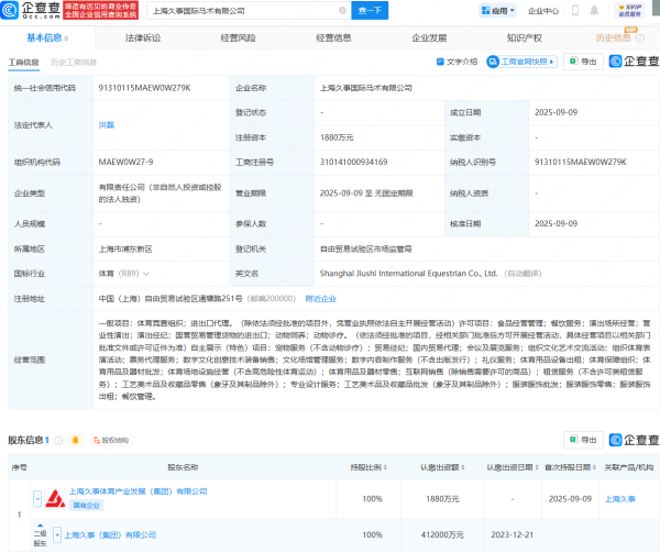 在线股票配资助手 布局体育消费，上海久事集团成立国际马术公司